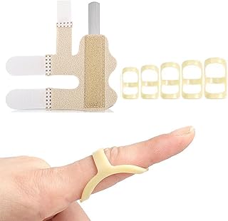 6pcs Oval Finger Splints,Finger Support Brace Stabilizer,Trigger Finger Splint,5 Graduated Oval Trigger Finger Splint & 1 Finger Sleeve Straightener Brace for Finger Knuckle Immobilization,Arthritis.