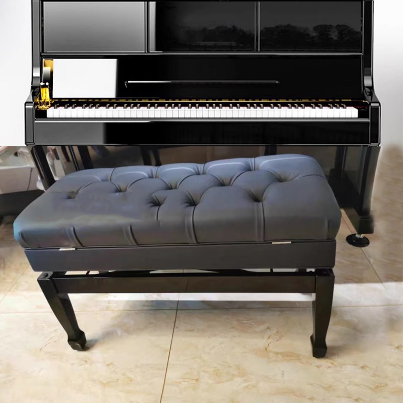 Sgabello regolabile per pianoforte, con capacità di carico 881IBS, adatto per bambini, adolescenti, adulti e anziani, colore nero