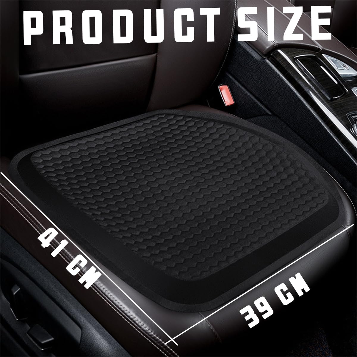 JNNJ Set van 2 zitkussens, autovoorstoelen, autostoelhoes, zitkussen, stoelhoezen, Avec anti-dérapant achteraan, antislip autostoelbeschermer, voor autovoorstoel (Zwart