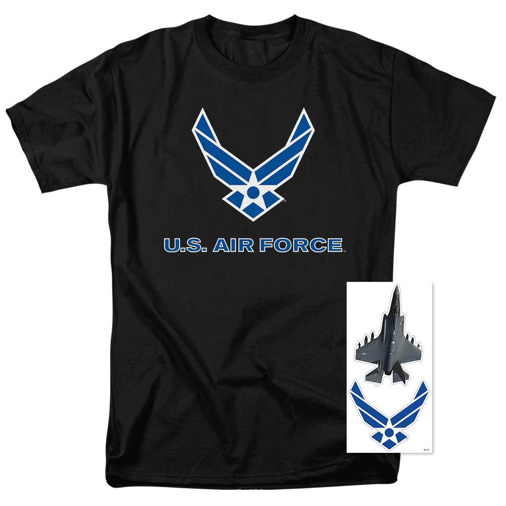 Popfunk U.S. Air Force Logo T Shirt & Stickers (X-Large) Black