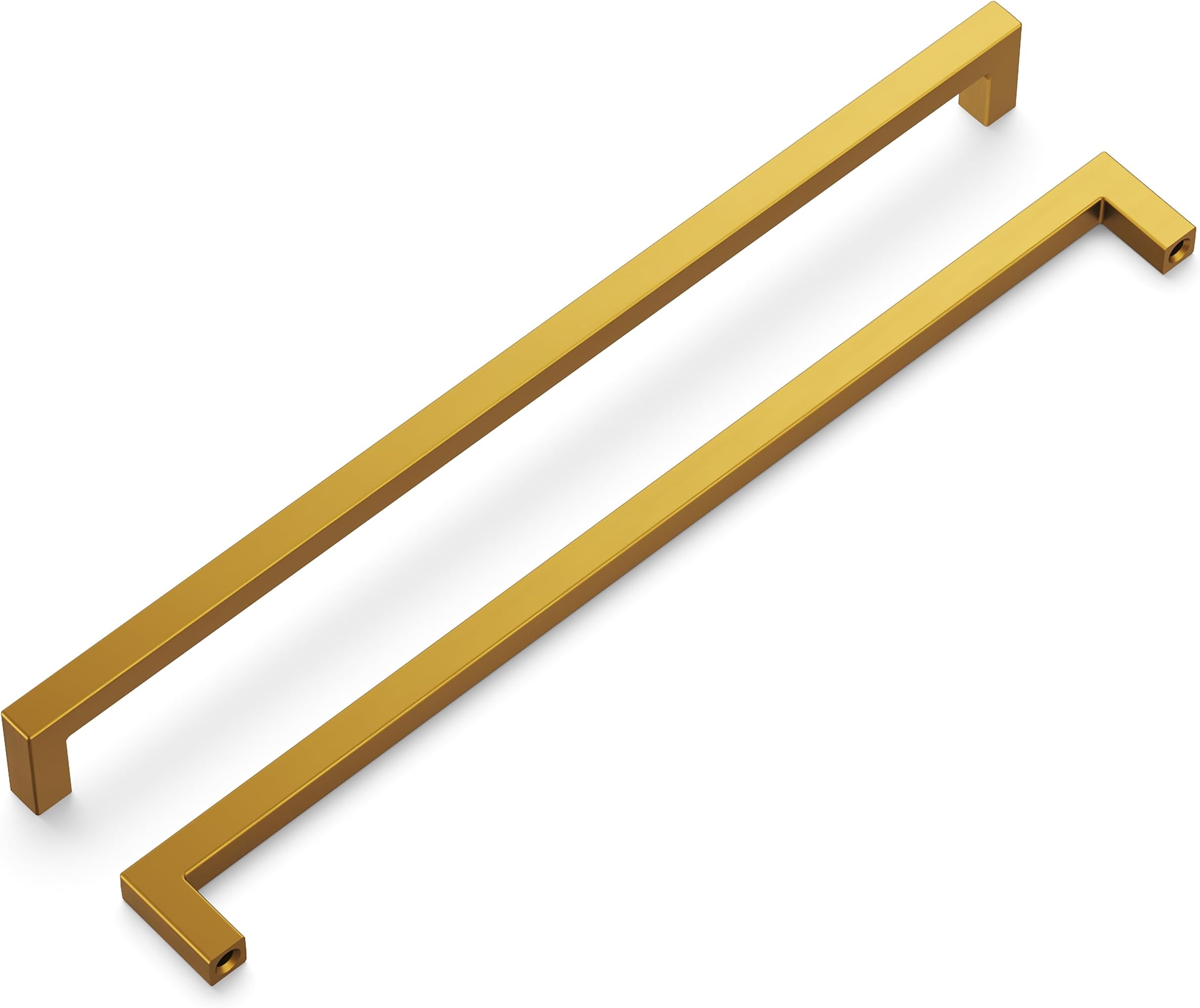 1 Pack Solid Core Kitchen Cabinet Pulls, Luxury Cabinet Handles, Hardware for Doors & Dresser Drawers, 12 Inch Hole Center, Brushed Golden Brass, Skylight Collection