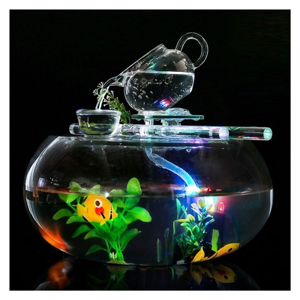 Acquario Acquario rotondo in vetro for ufficio, casa, decorazioni da tavolo, ornamentali, trasparenti, piccole