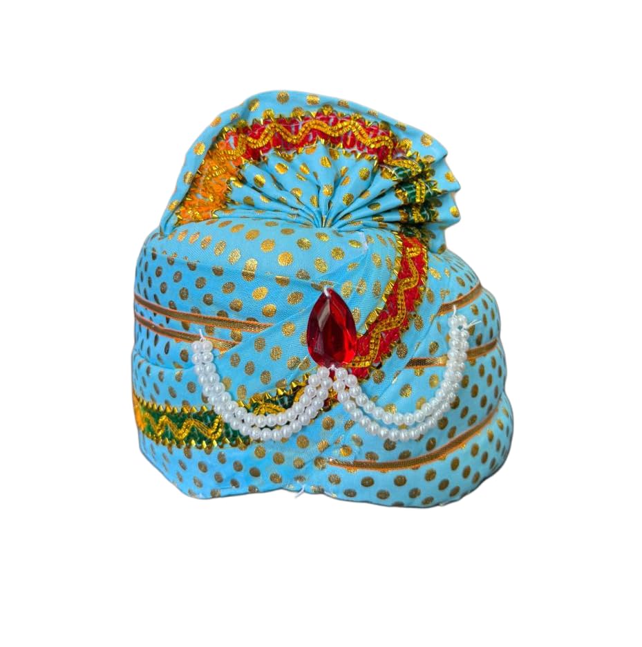 evasavamba Peta | Wedding Turban for Men | Dulha Pagdi/Groom Safa Pagri | Off-White Golden Color | Traditional Peta for Marriage, Functions & Honouring | Standard Size - 1 Pc-picture-27