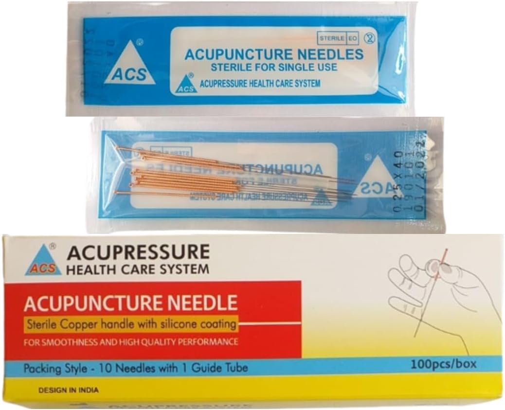 ACS Dr Choudhary Acupuncture Needle 0.25 X 40 mm Copper Handle Sterile Single Use For Acupuncture, Dry Needling & Physiotherapy (Professional Use) CDSCO Govt. Approved
