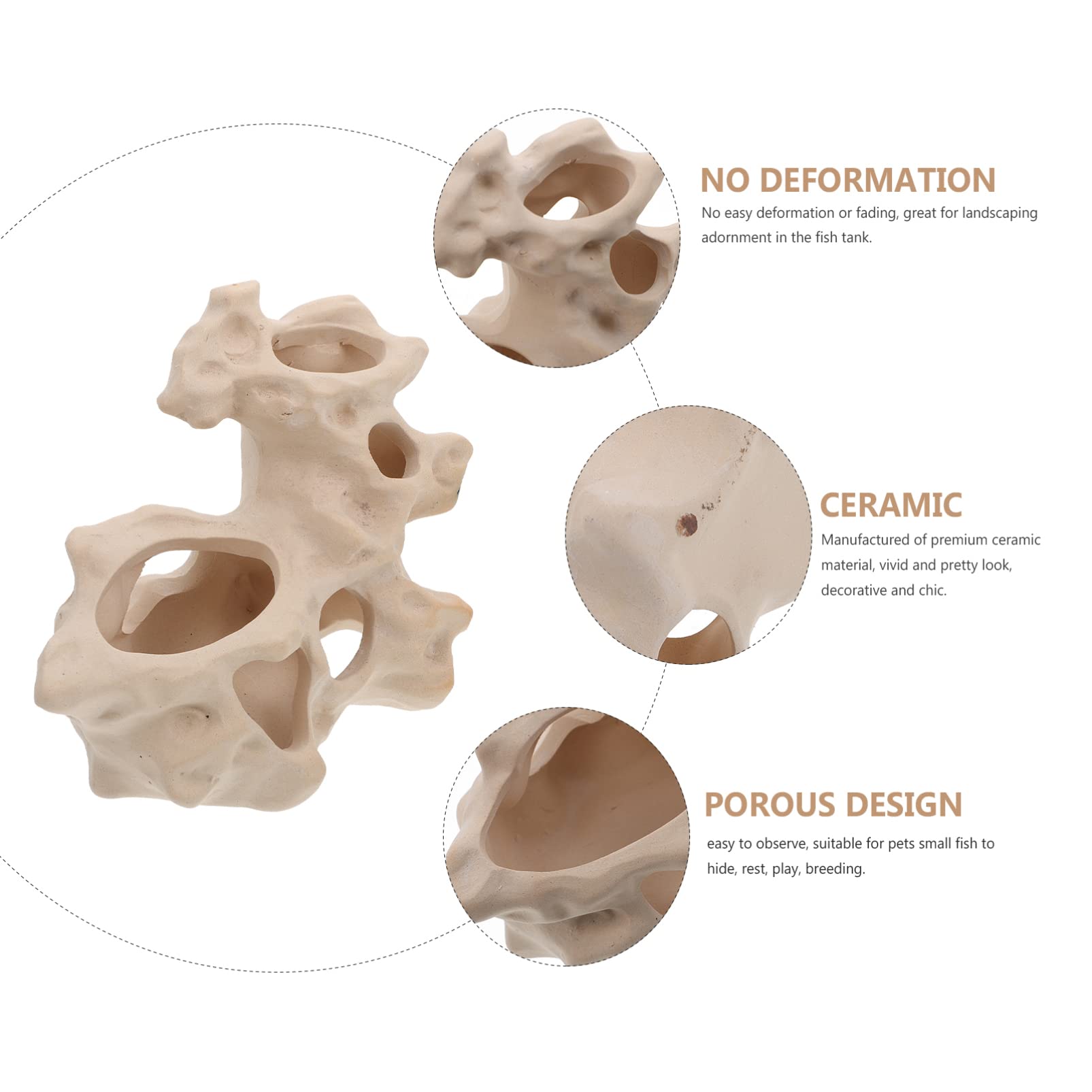 Yardwe 2St Aquarium Landschaftsgestaltung Flucht Panzer Lüfter Luft Wasser Teich Buntbarsch Keramik Figuren Aquarium Zubehör Keramik Dekoration -Ornamente Dekoration Beige