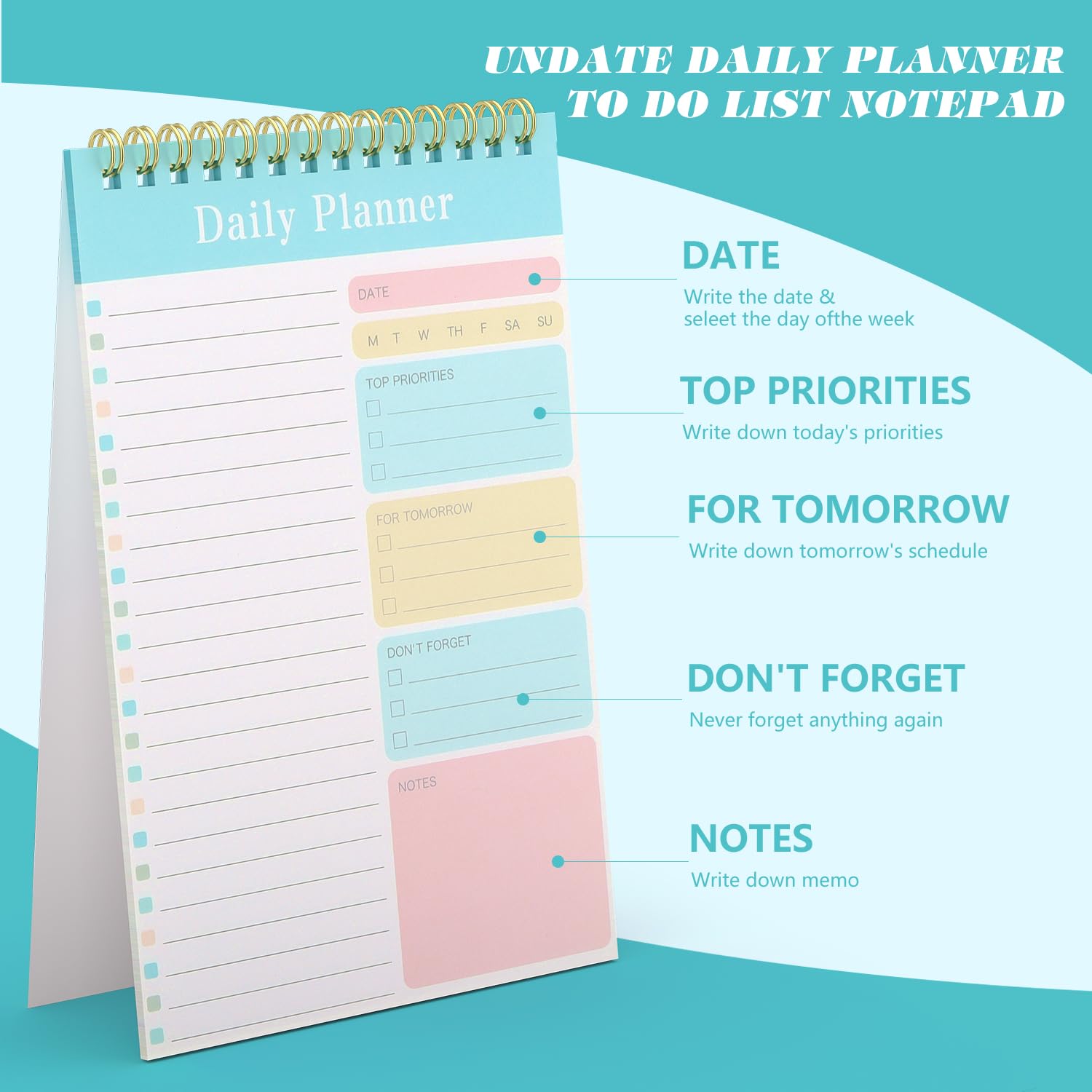 OWill To Do List Notepad, A5 To-do Listen Block, 5 Packs 150 Sheets - Image 3