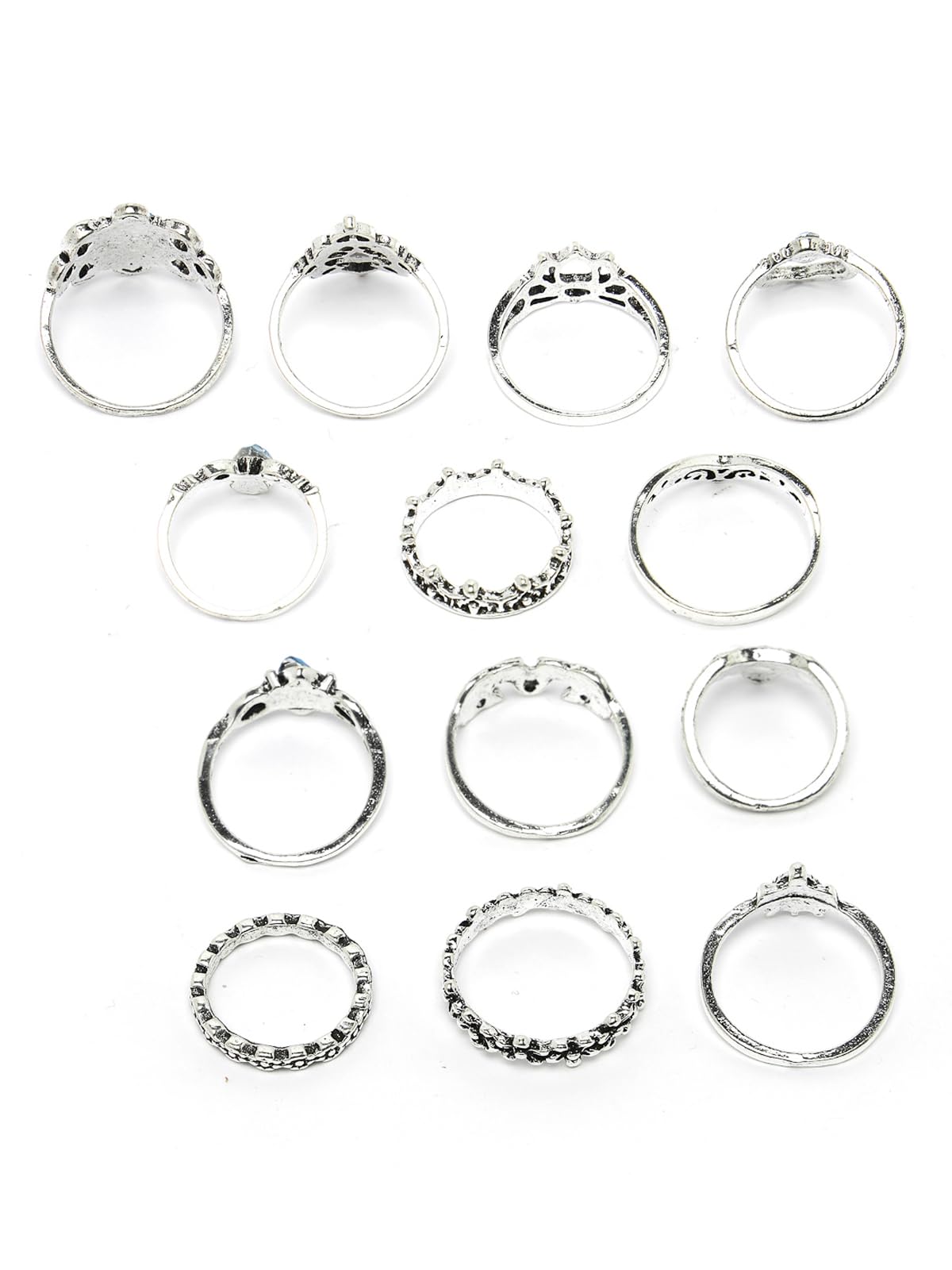 Sparkling Midi Finger Rings Set of 13 - Boho Stackable Knuckle Rings