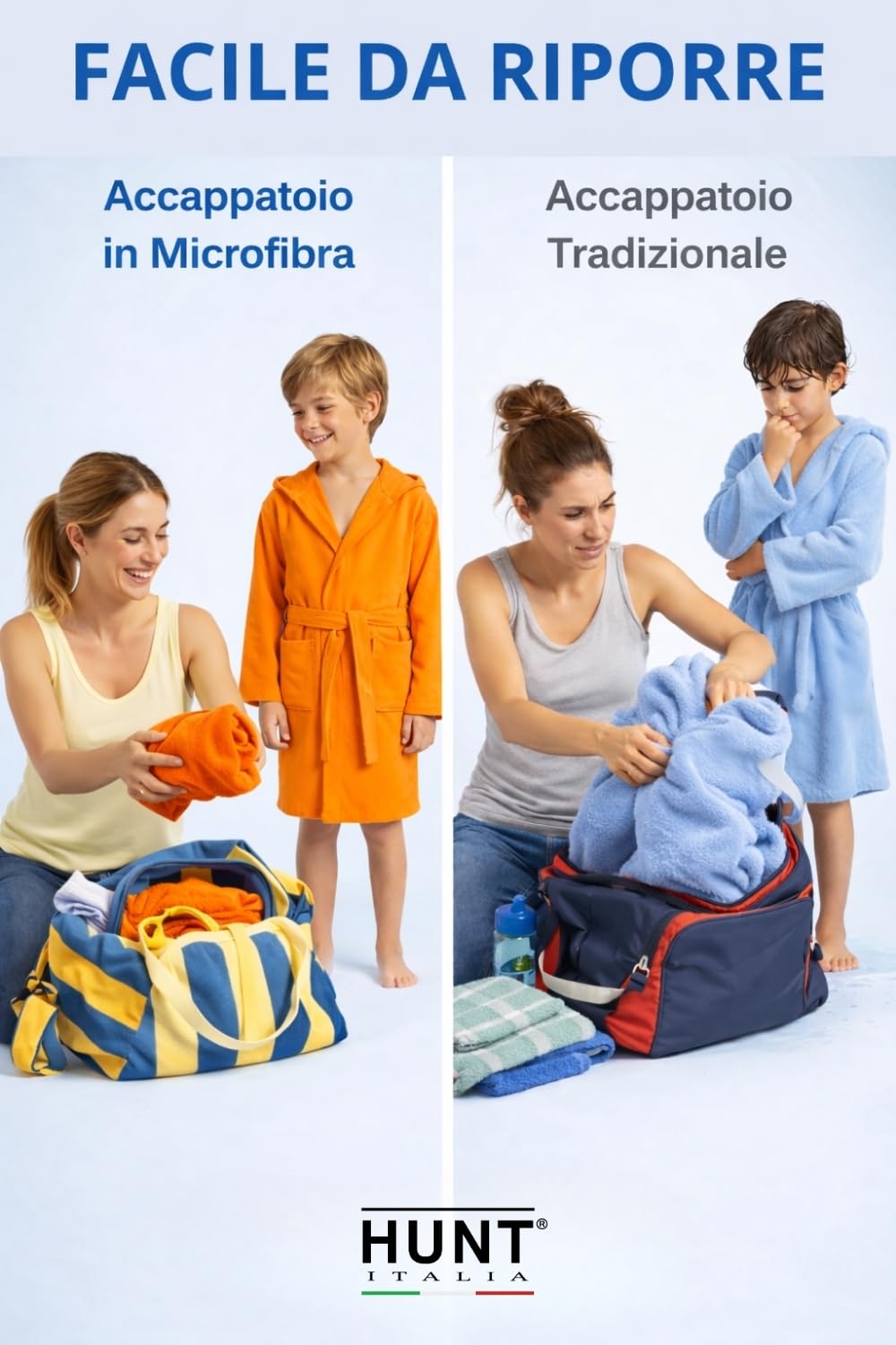 Intimitaly Accappatoio in Microfibra per Bambini, 4-16 Anni, Celeste Fuxia Rosa Blu Elettrico, Asciugatura Rapida, Salvaspazio, Comodo per Valigia e Borsa Sport - 4