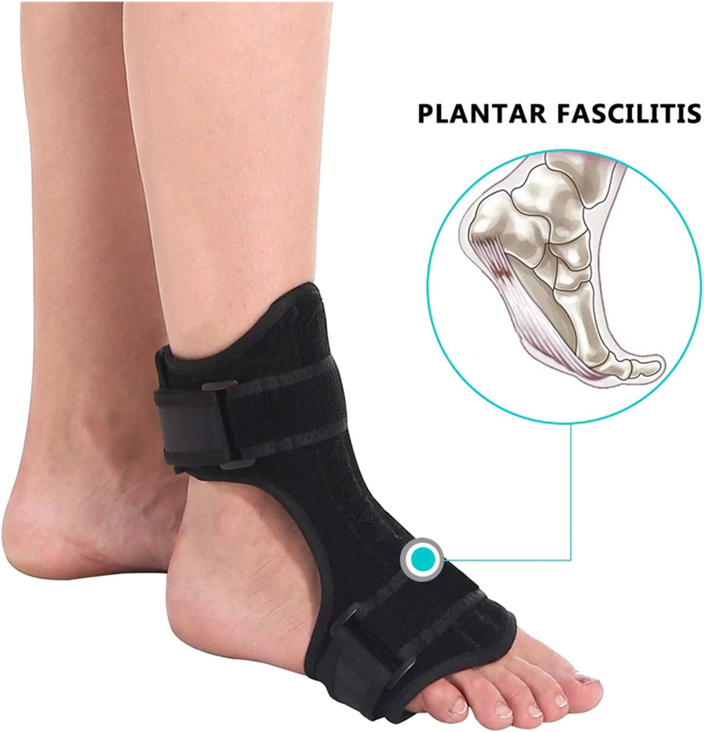 Right or Left Drop Foot Brace,Plantar Fasciitis Splint,Foot Up Brace Prevent Dragging,Ware Barefoot/Inside Shoes,for Stroke,Achilles Tendonitis,Muscular Distrophy (One Size, Black)