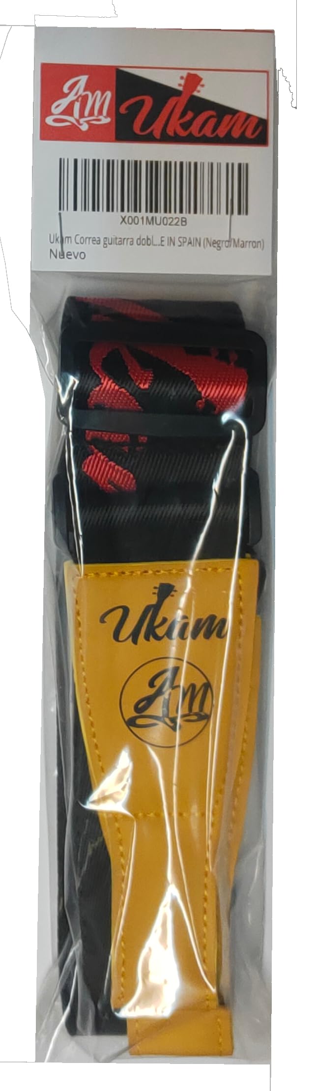 Ukam Tracolla chitarra doppio gancio mod.UKAM00056 regolabile Lunghezza 100 a 152 x Larghezza speciale 5 cm Ideale per chitarre spagnole, acustic attacchi. MADE IN SPAIN (nero/marrone), Nero, marrone