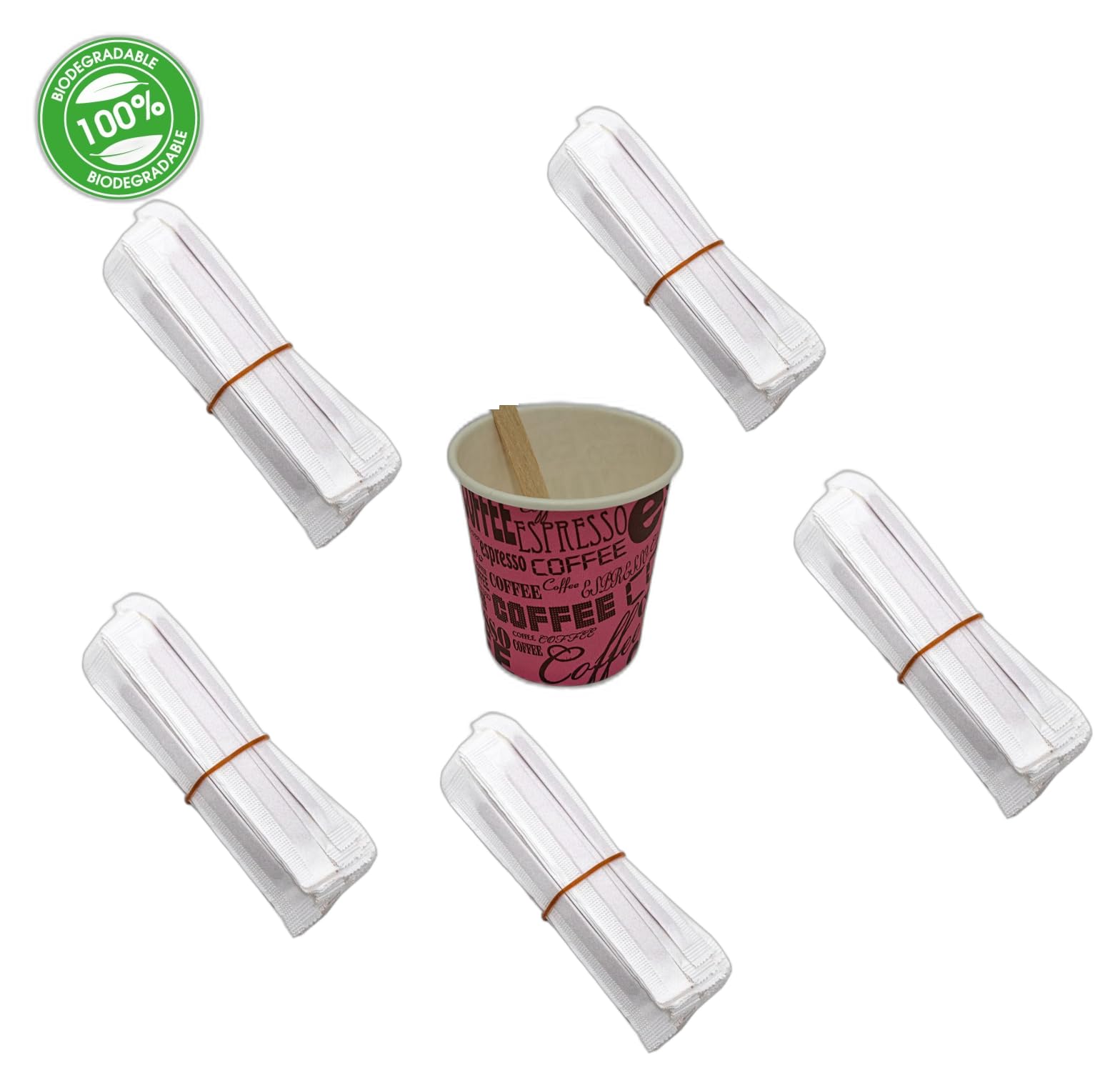 Palette Caffè Monouso Biodegradabili in Legno 350 Pezzi