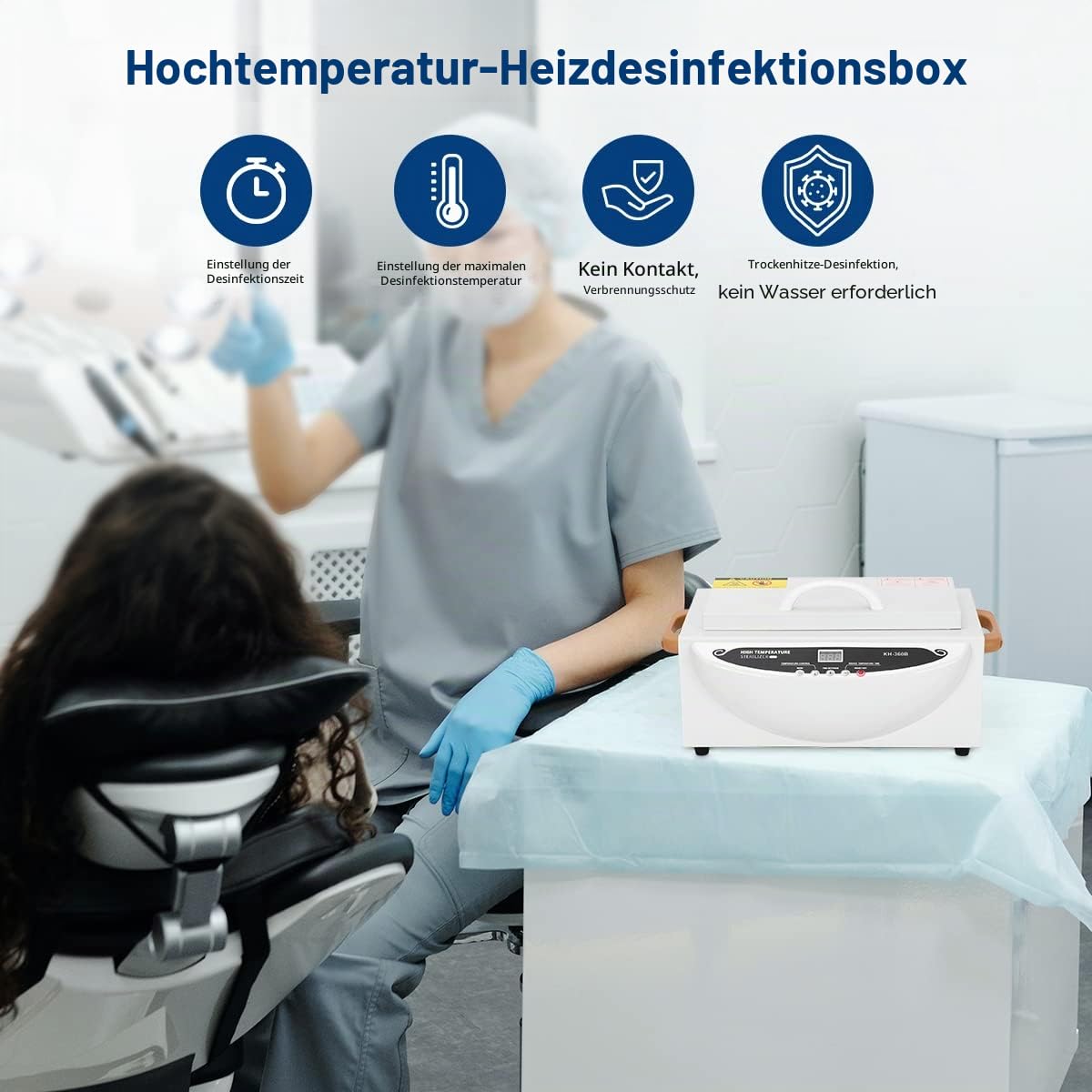 Xverycan 500W Heißluftsterilisator Desinfektion, 250℃ Trockene Hitze Hochtemperatur Sterilisator, Kleine Sterilisatoren für Nagelwerkzeuge, Kosmetikwerkzeuge, Friseurwerkzeuge, Schönheitssalon