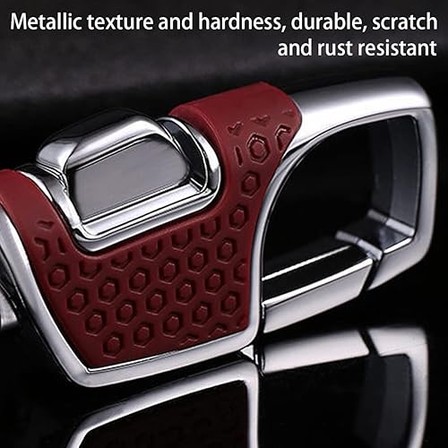 Miniatura 4 de Llavero de automóvil de acero inoxidable resistente con anillo D, organizador de llavero de liberación de un clic para hombres y mujeres (marrónrojo)