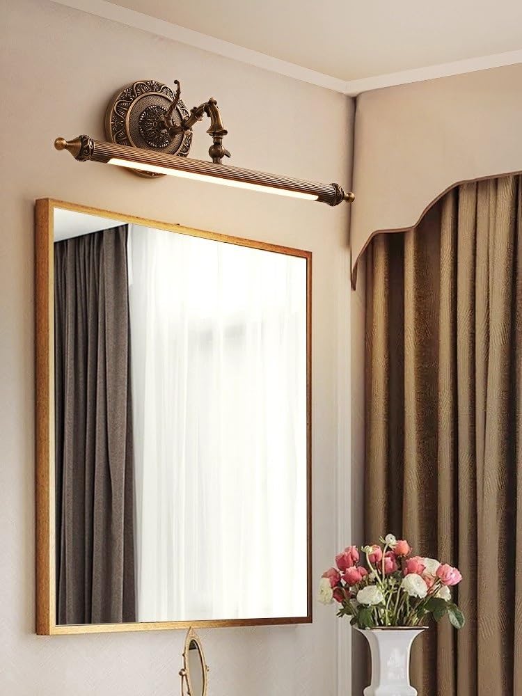 Oświetlenie łazienkowe Lampa toaletkowa do łazienki Retro LED Lampa toaletkowa nad lustrem(Antique copper color,75cm)