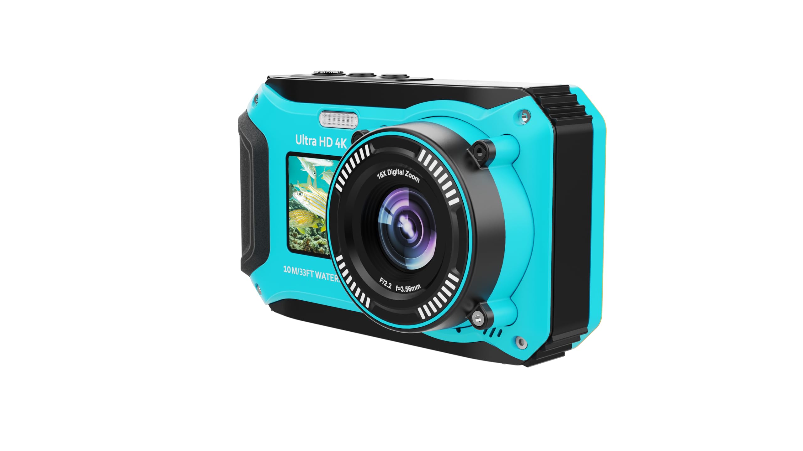 4K 64MP UHD fotocamera subacquea per snorkeling con scheda 32GB dual screen impermeabile antipolvere 1500mAh