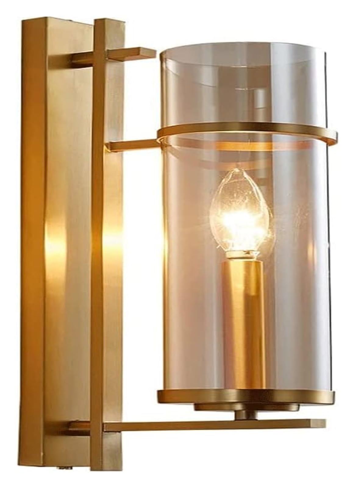 HXYSXHJUO Wall Lamp Copper Transparent Glass Light E14 Source Single-Head Sconces Bedroom Corridor Balcony Indoor Wall-Mounted Lamps