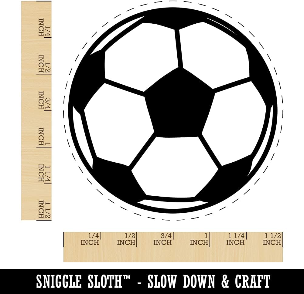 Soccer Ball Self-Inking Rubber Stamp Ink Stamper for Stamping Crafting Planners - 1-1/2 Inch Large - Blue Ink