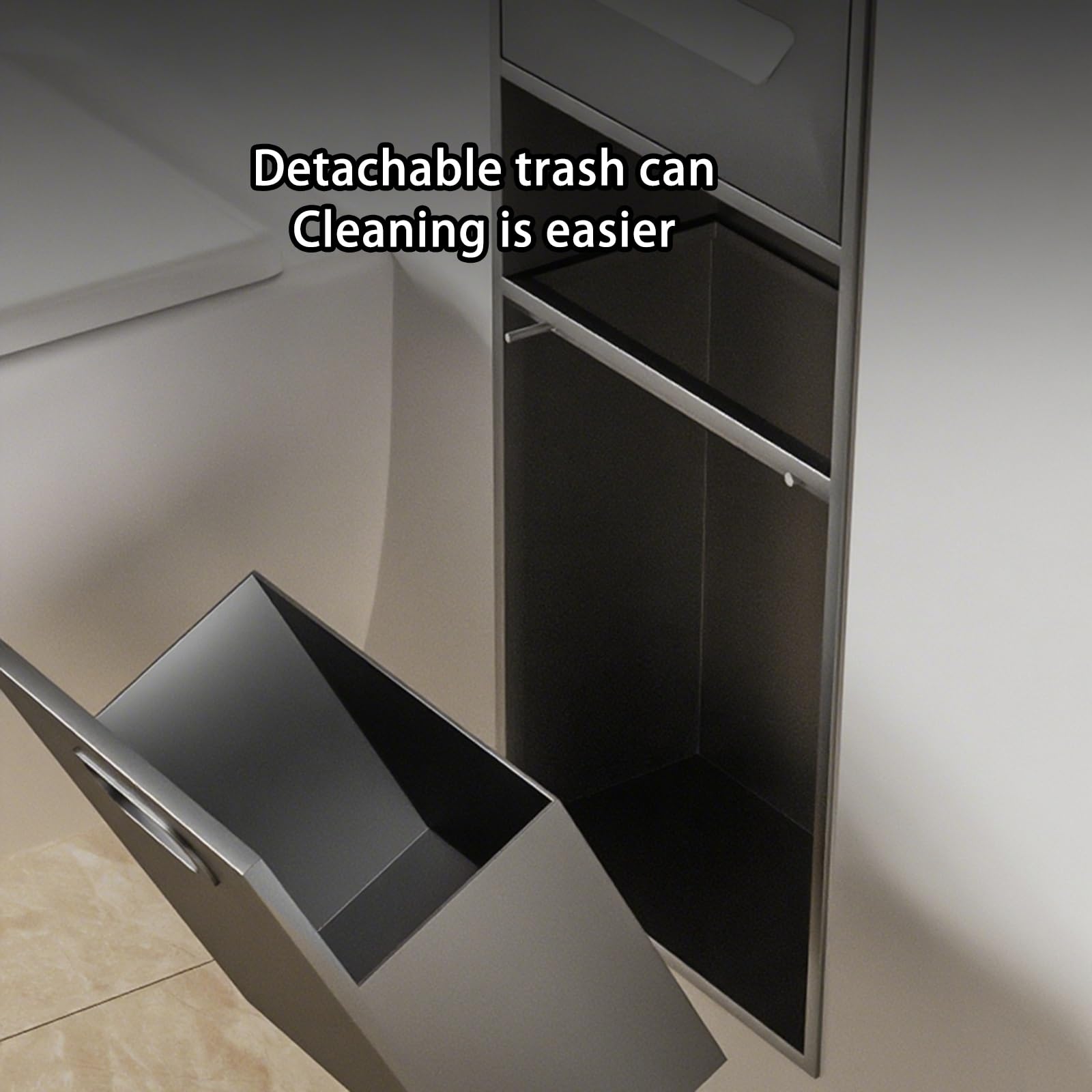 Estante de ducha de acero inoxidable, estante integrado que ahorra espacio para baño, cocina y sala de estar, color gris (65 x 30 x 14 cm)