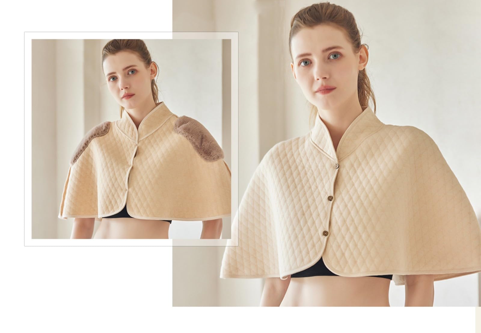 Cape D'épaule, ANGGREK Cape D'épaule Chaude En Peluche Double Face Châle De Protection D'épaule De Personnes âgées Pour L'hiver