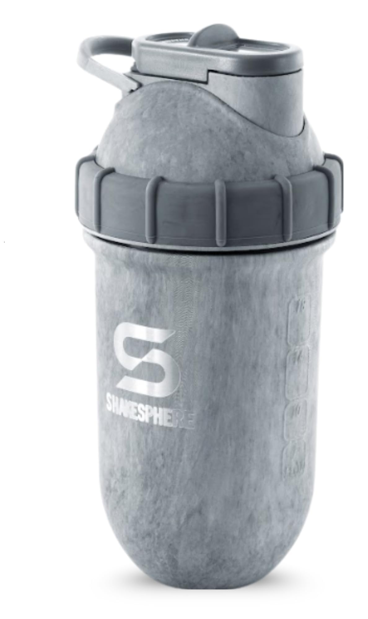 ShakeSphere Stainless Steel Shaker Bottle - 24oz Insulated Protein Shaker Bottle for Hot & Cold Drinks - Ideal for Shakes & Smoothies, Leak-Proof, BPA-Free, No Mixer Ball Needed, Concrete