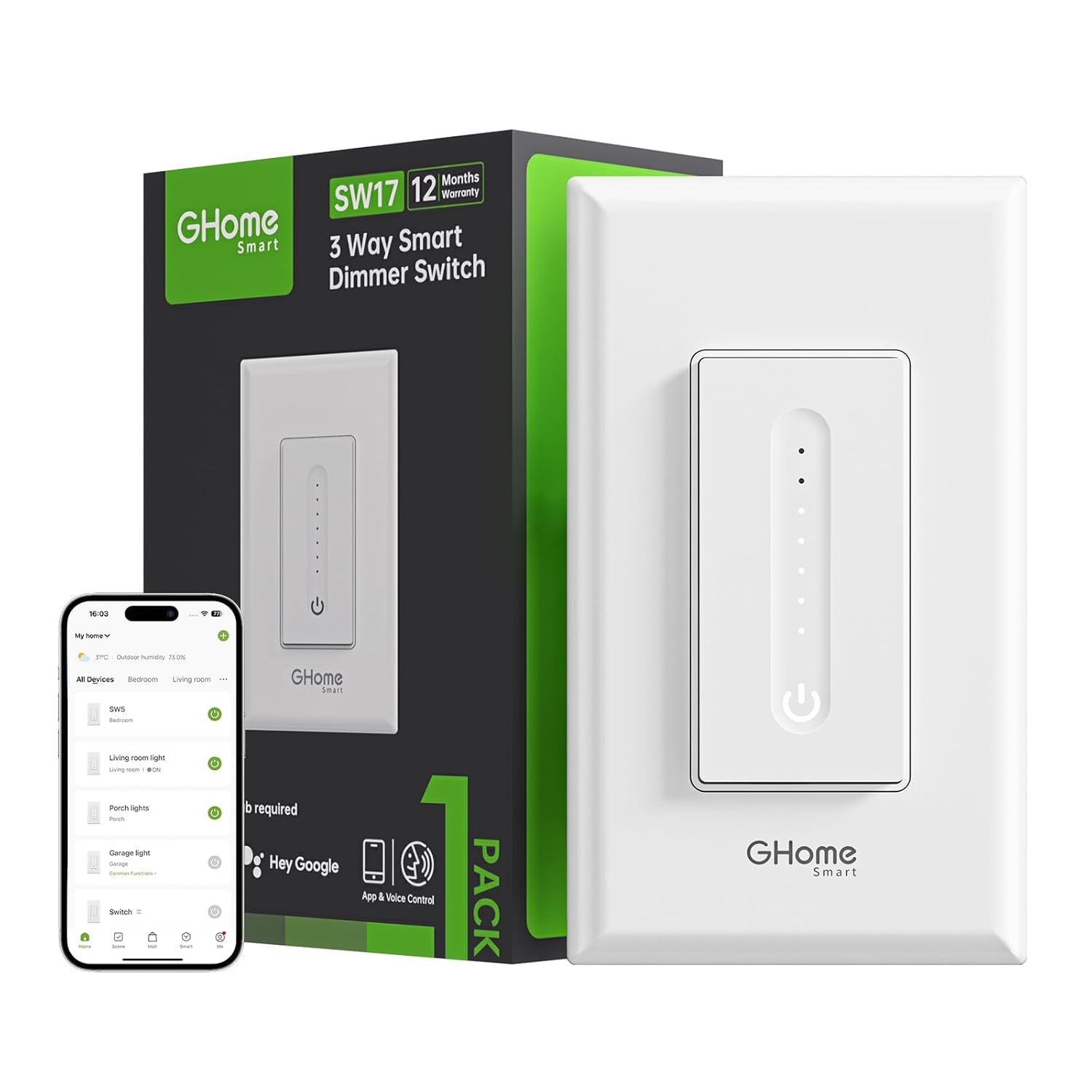 GHome Smart 3 Way Dimmer Switch,...