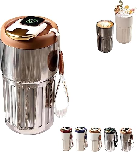 Termo de café con pantalla de temperatura, taza de café portátil reutilizable de acero inoxidable, termo de gran capacidad para bebidas calientes y disponible en Yaxa Venezuela
