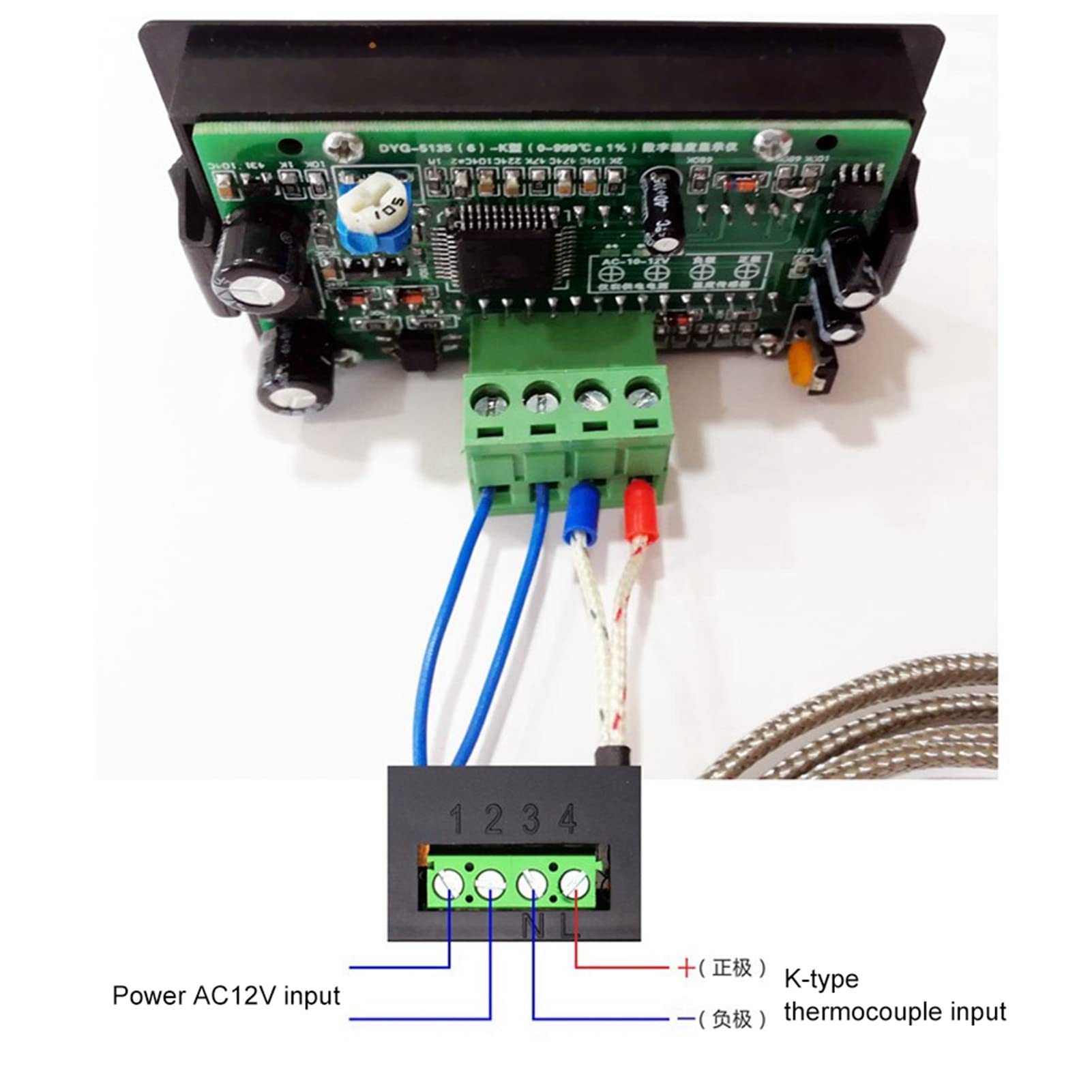 Tester di Temperatura per Termocoppie LED con Display Digitale Industriale con Controllo del Chip Ad Alta Precisione per la Maggior Parte delle Caldaie per Apparecchiature di