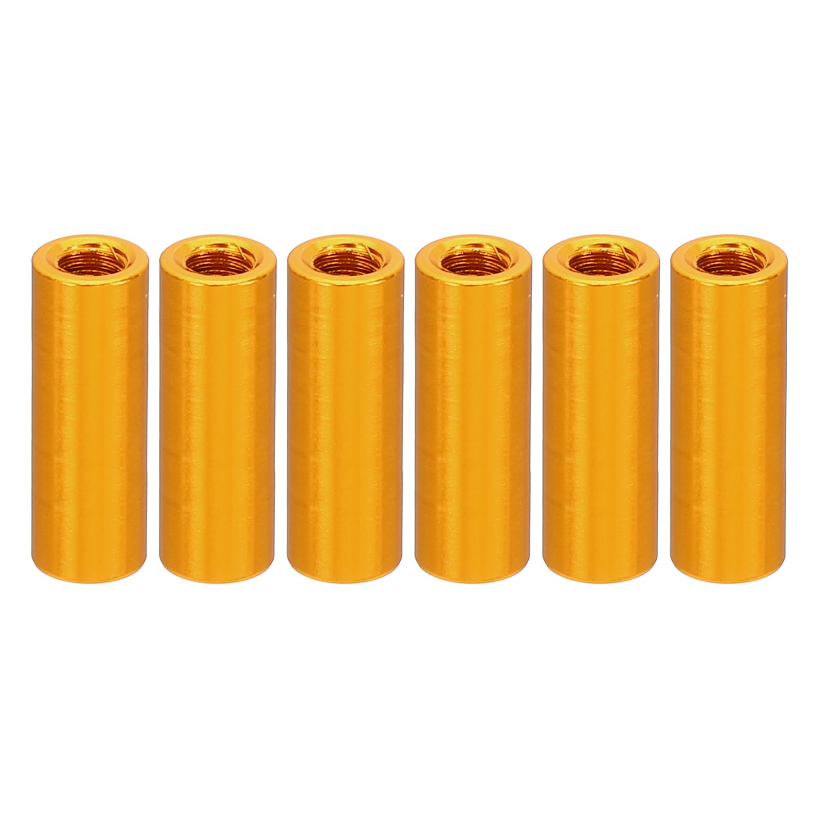 PATIKIL 6pcs M3 Metal Threaded Standoff Spacer Nuts, Round Aluminum Spacers Female Coupling Screws, 1/8" ID x 3/16" OD, Gold 3x5x15mm