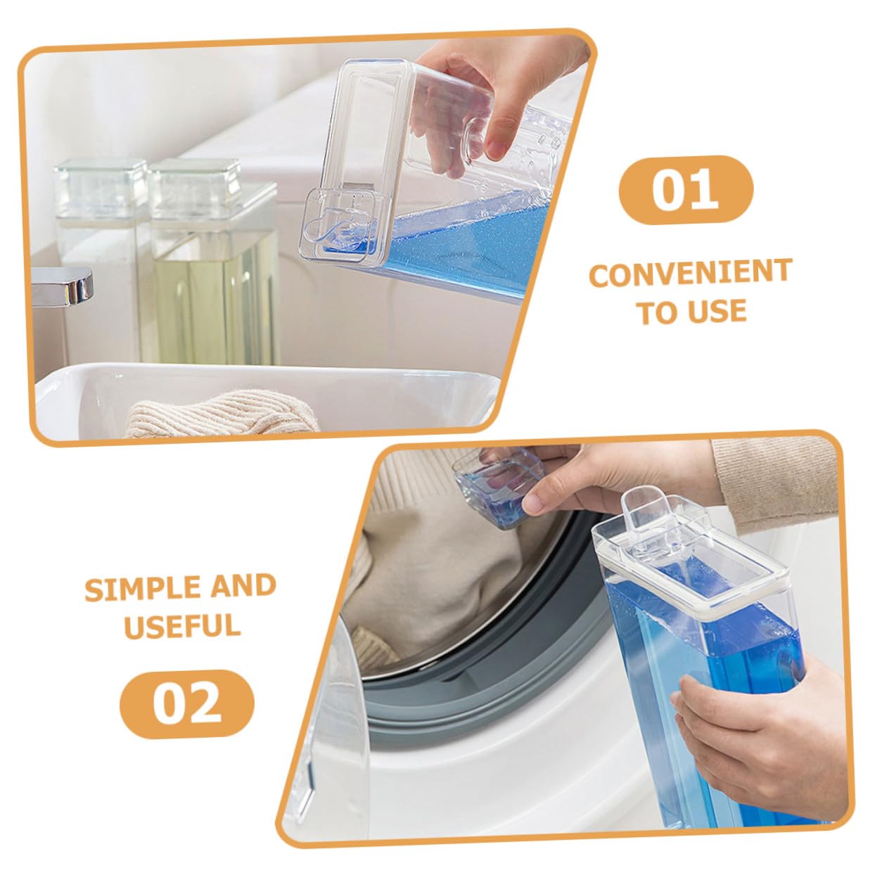 Gatuida 2 Piezas Depósito Detergente Transparente Reutilizable Cubo Almacenamiento Polvo Lavado Contenedor Práctico y Sellado para Hogar y Hotel