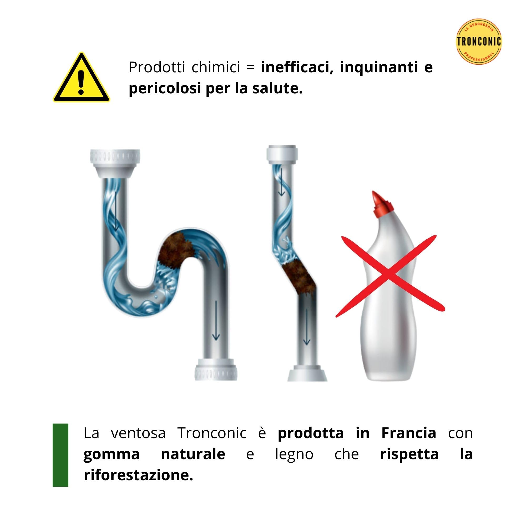 Tronconic - 80 KG di aspirazione - stura lavandini e scarichi - sturalavandino - stura wc - sturatubi - ventosa sturalavandini - Made in France…