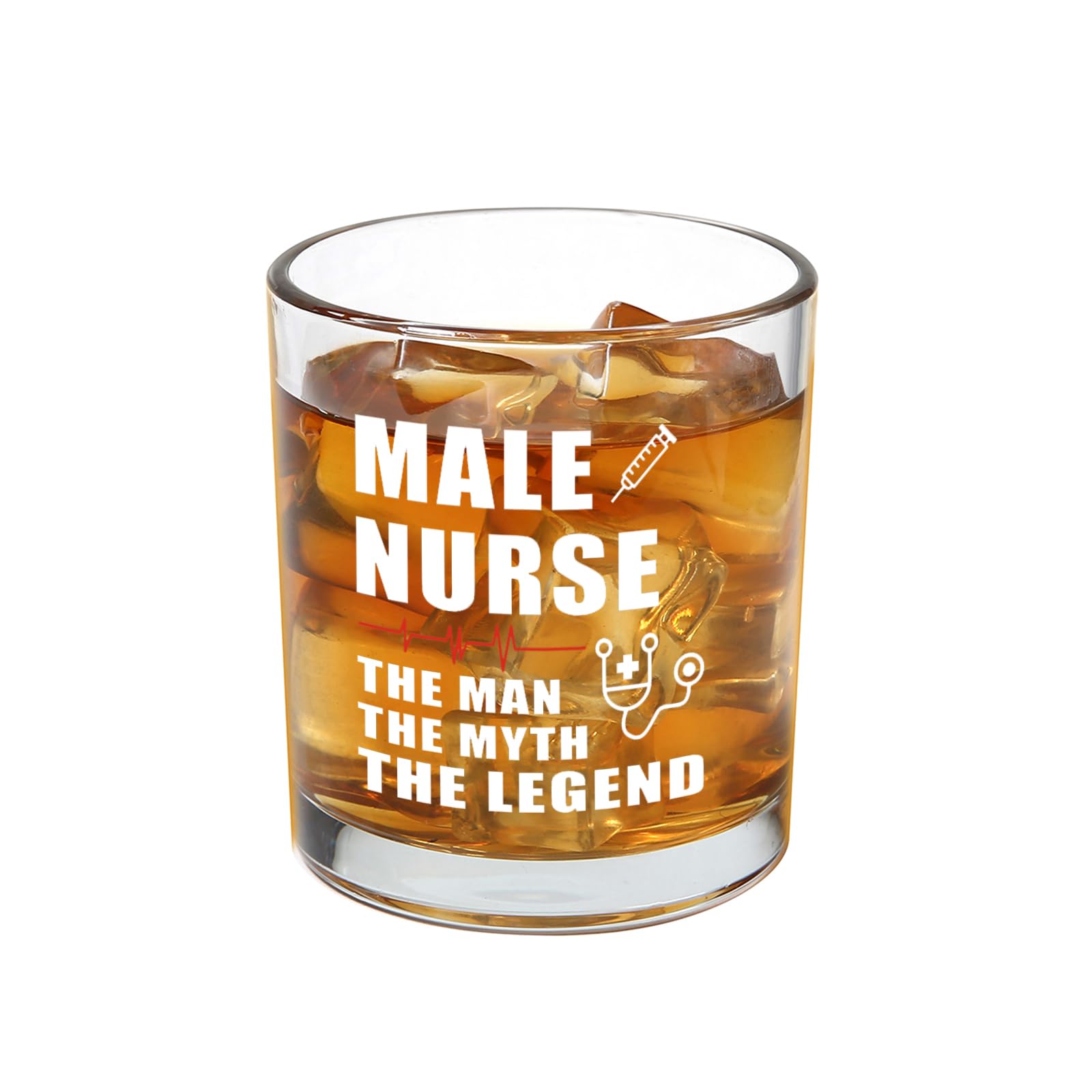 Jogskeor Male Nurse Whiskey Glass, 10oz The Man The Myth The Legend Engraved Rocks Glass, Unique Funny Gift for Male Nurses, Doctor, Medical Staff, Birthday Christmas Gift