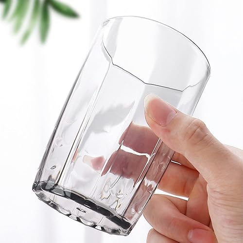 Miniatura 6 de ZEAYEA Juego de 6 vasos acrílicos para beber, vasos de agua irrompibles de 14 onzas, vasos de plástico reutilizables, vaso apilable para jugo,