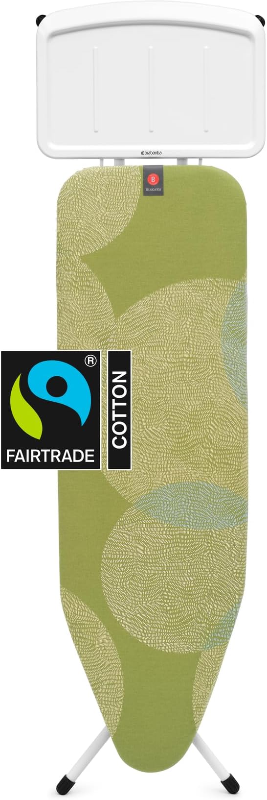 Brabantia - Ironing Board B - with XL Steam Unit Holder - Medium & Foldable - Adjustable Height - Non-Slip Rubber Feet Cotton Cover - Child & Transport Lock - Calm Rustle - 124 x 38 cm