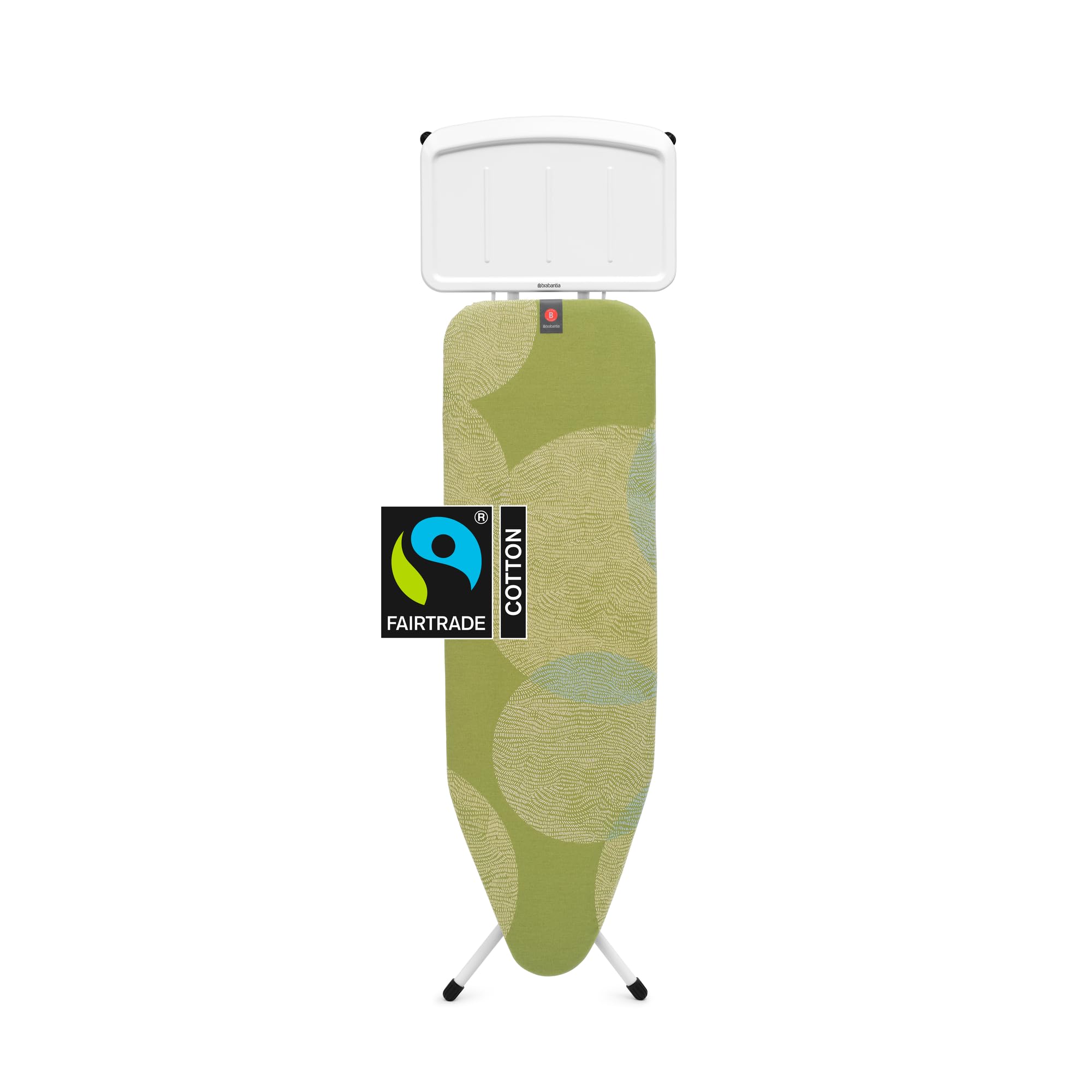 Brabantia - Ironing Board B - with XL Steam Unit Holder - Medium & Foldable - Adjustable Height - Non-Slip Rubber Feet Cotton Cover - Child & Transport Lock - Calm Rustle - 124 x 38 cm