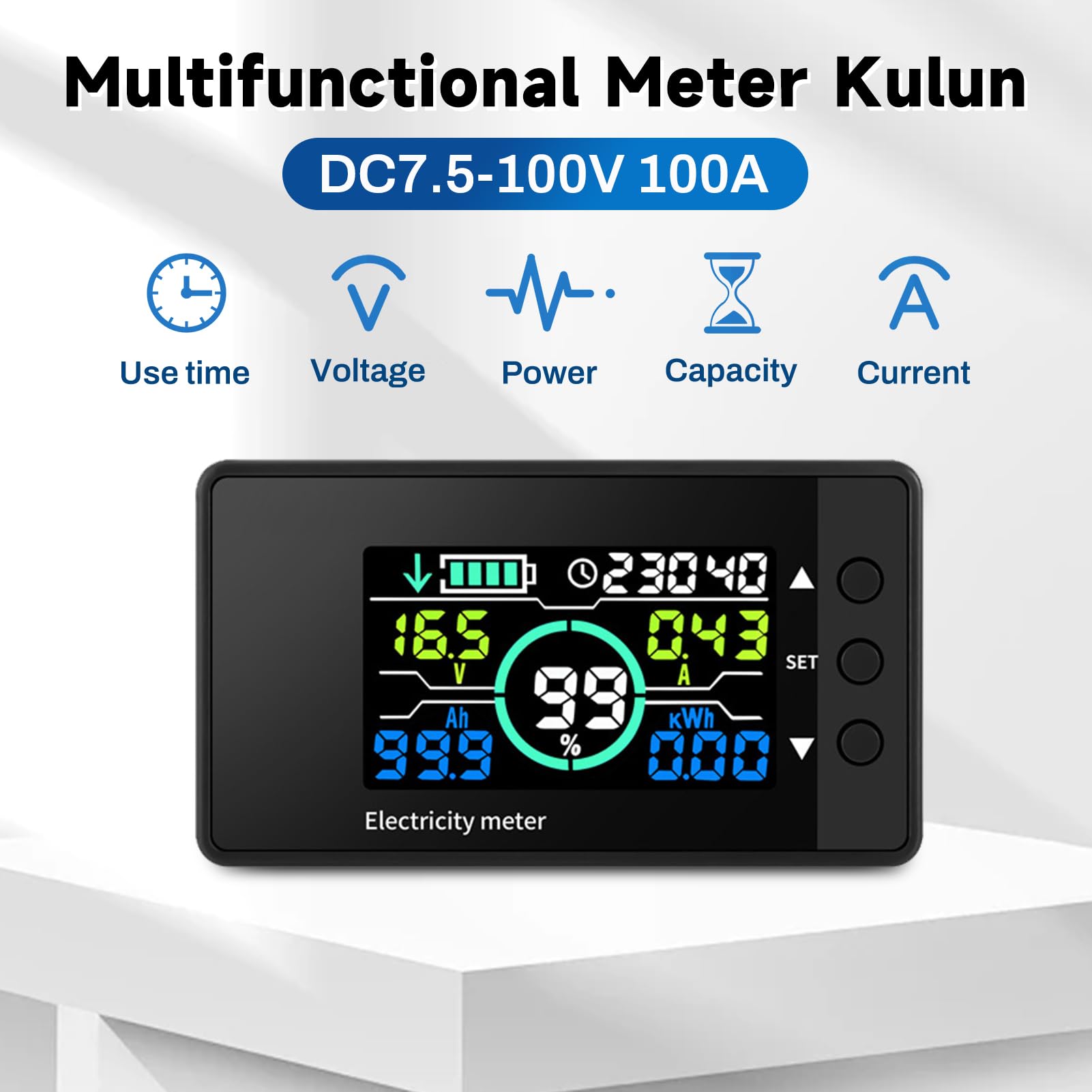 DEWIN Battery Monitor,DC 7.5-100V 100A Battery Monitor Shunt Monitor Batterie Amperometro Digitale 12V Amperometro e Voltmetro per Batteria Auto con display LCD
