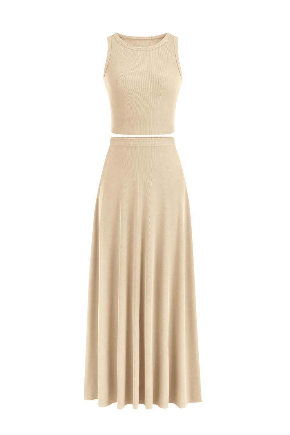 PRETTYGARDEN Women's 2 Piece Maxi Skirt Sets Casual Summer Knit Cropped Tank Top High Waisted Long Skirts Outfit - Review, Price and Buying Guide