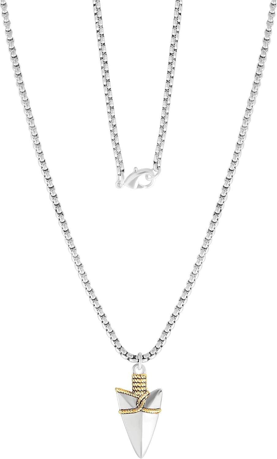 Lucky Brand Mens Arrowhead Necklace 22"", Two-Tone 18k Gold and Silver Flash-Plated Arrowhead Pendant Necklace for Men, NF00792TL-22.NJ - Image 4