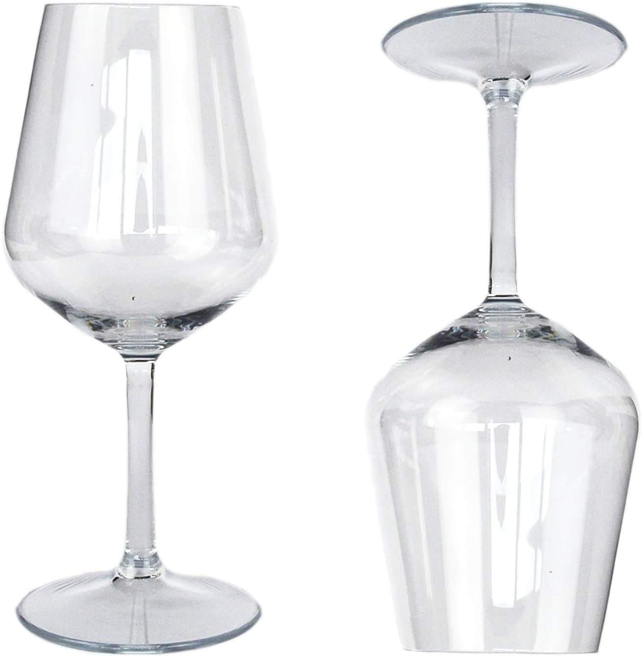 6 copas lavables de 400 cc para tritán de 21,5 cm de alto, para vino y champán, vasos de plástico de flúor