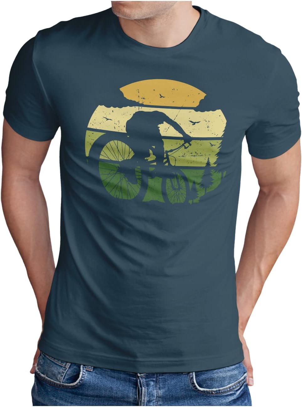 OM3MTB Mountain Bike T-Shirt Men's Bicycle Off Road Forest Cycling S - 5XL