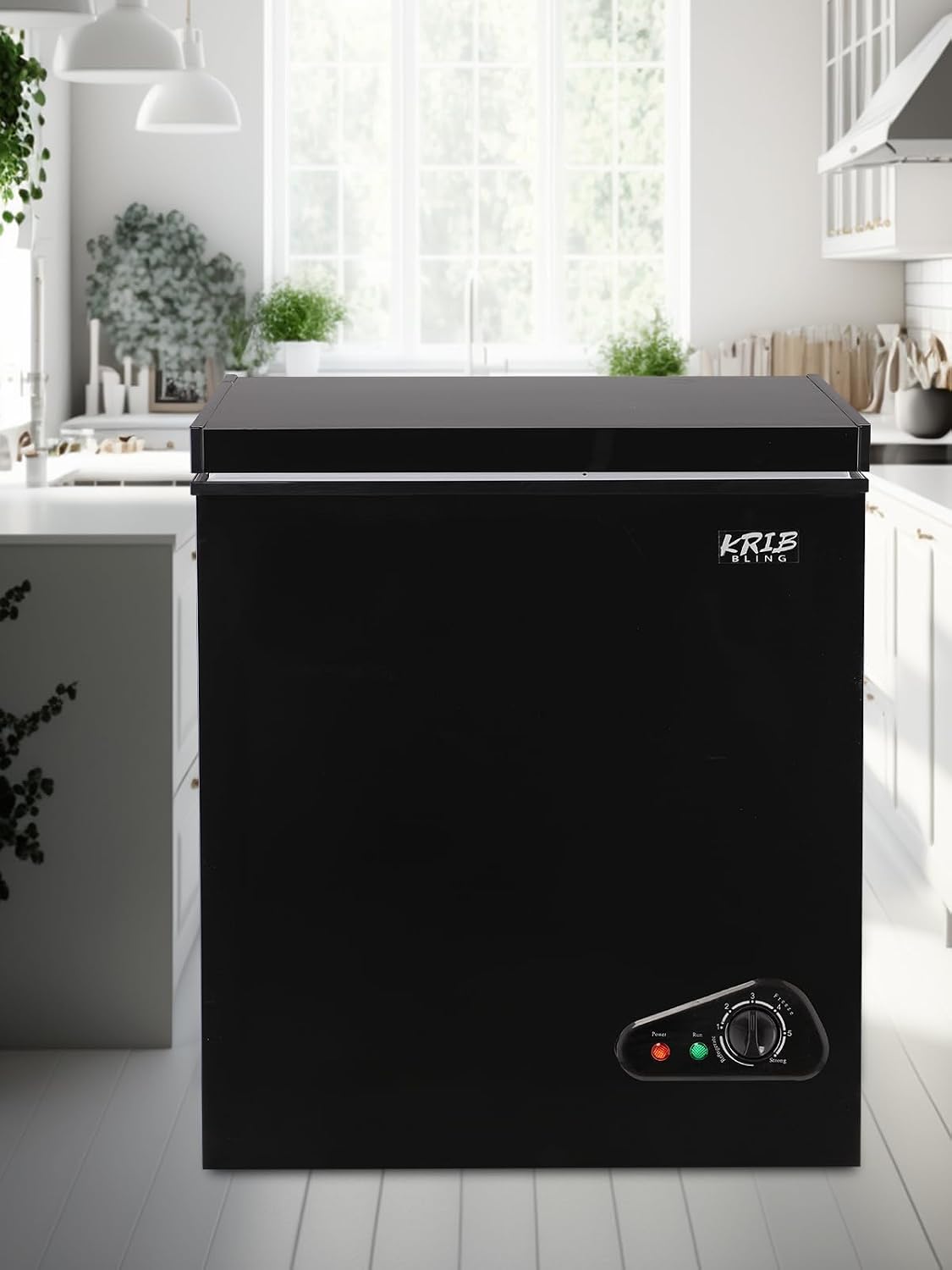 Krib Bling 7.0 cu.ft Adjustable Thermostat Mini Chest Freezer with Removable Storage Basket for Kitchen Garage Basement Black