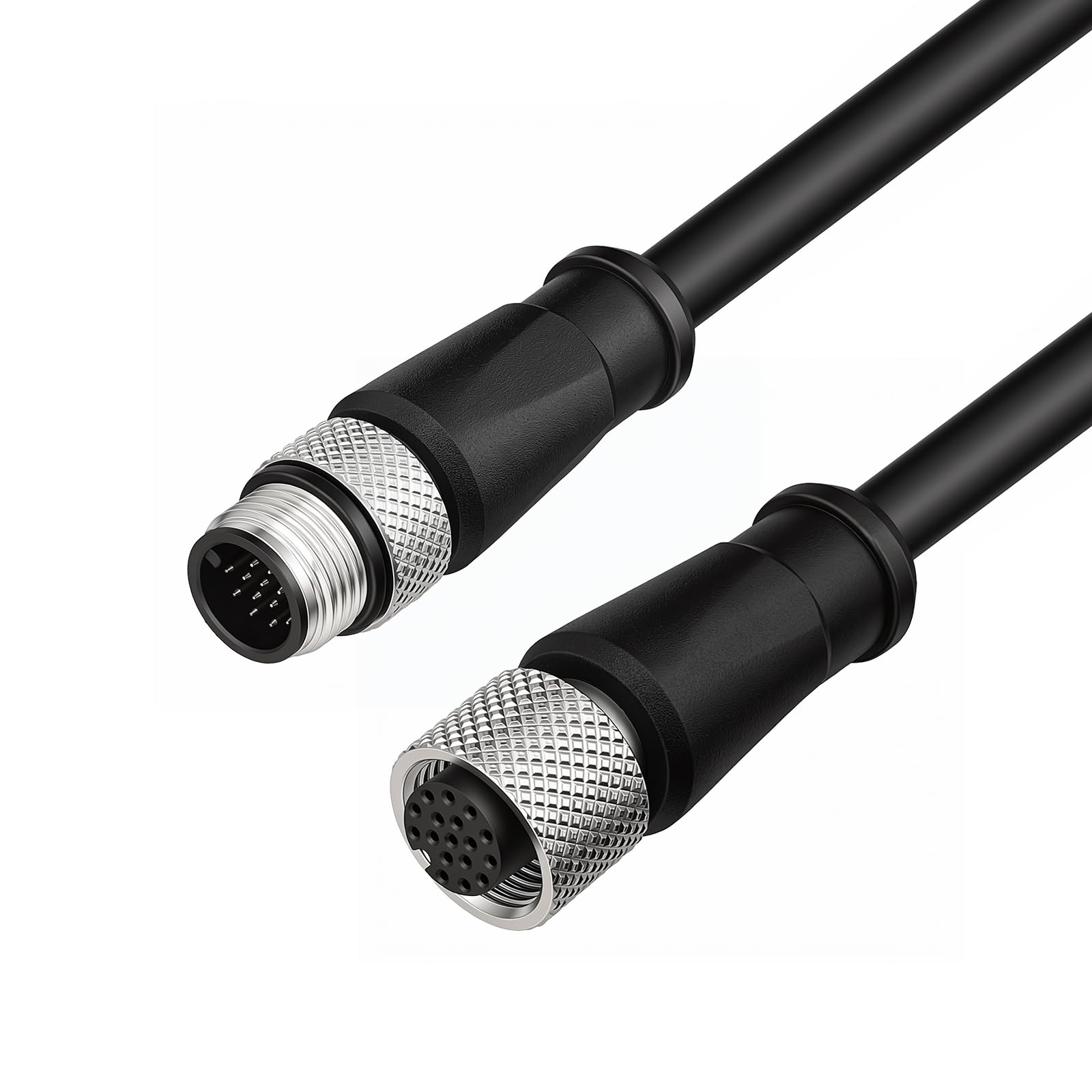 ZBLZGP M12 Aviation A-Coded 17 Pin Sensor Shielded Signal Cable IO Trigger Power for Datalogic Deloitte Sick YF2ASD (Male to Female, 17 Pin A-Coding, 1M)