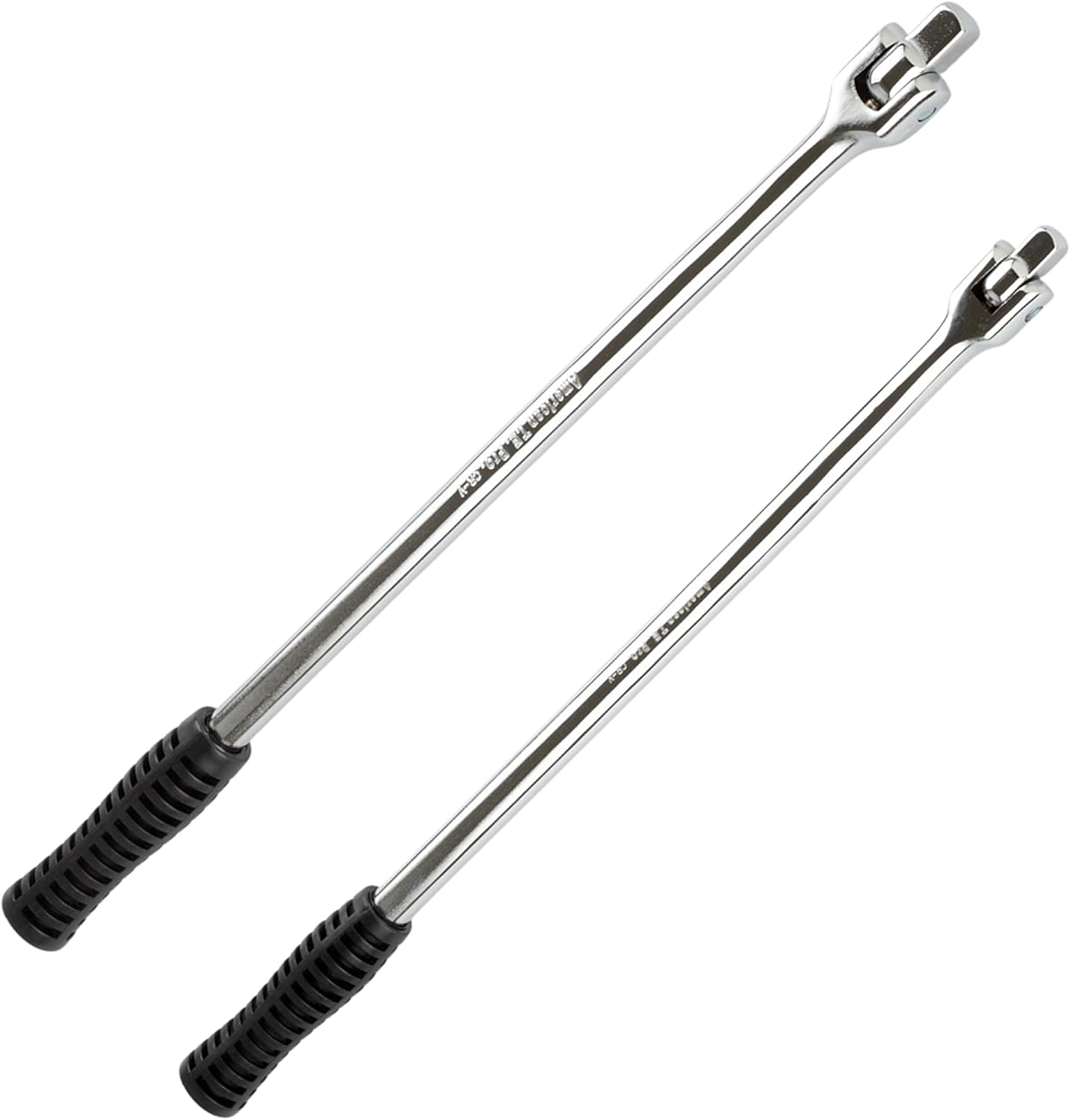 ATE Pro. USA - 2pc Breaker Bar Set - 3/8" Drive X 15" Breaker Bar and 1/2" X 18" Breaker Bar, Rubber Grip Handle, 80° Radius swivel, CR-V, Torque Bar, Heavy Duty Breaker Bar Combo Set