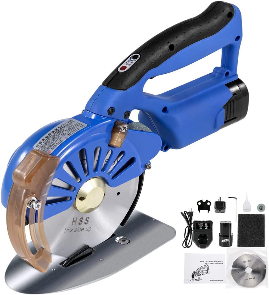 Cortador de tela inalámbrico, máquina rotativa eléctrica de velocidad ajustable para cortar tela, fibra, algodón, papel, seda, cuero, lana y alfombras