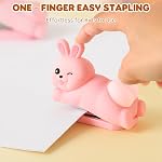 Honagu Cute Stapler, Cartoon Stéréoscopique Silicone Stapleur, Papeterie de bureau Cadeau pour les enseignants d'élèves (Pink Rabbit)