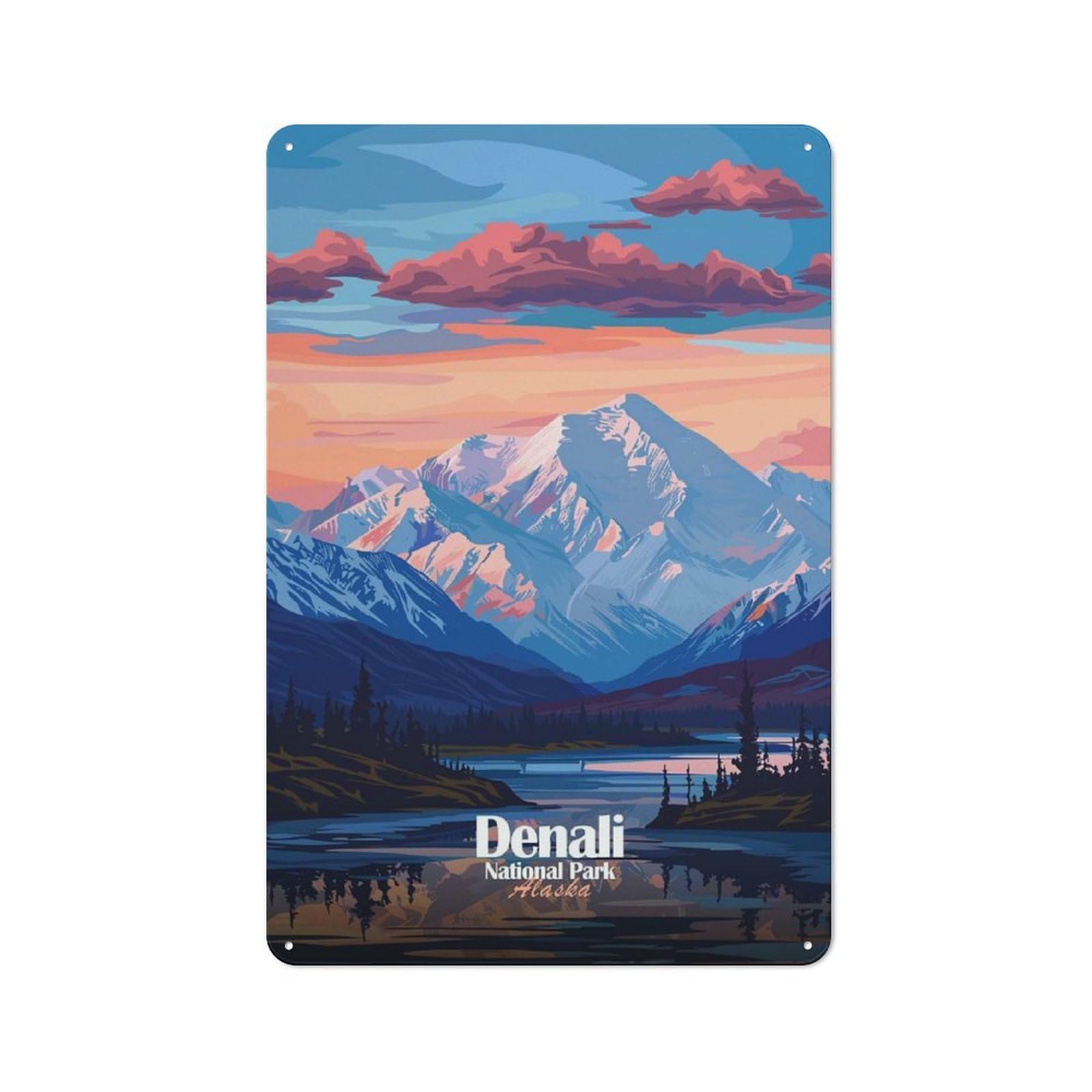Junmoney Denali National Park Alaska Landscape Shop Front Style Bistro Metal Sign 30X20cm, Cafe Wall Decor For Tea Room, Shop Wall Or Breakfast Area