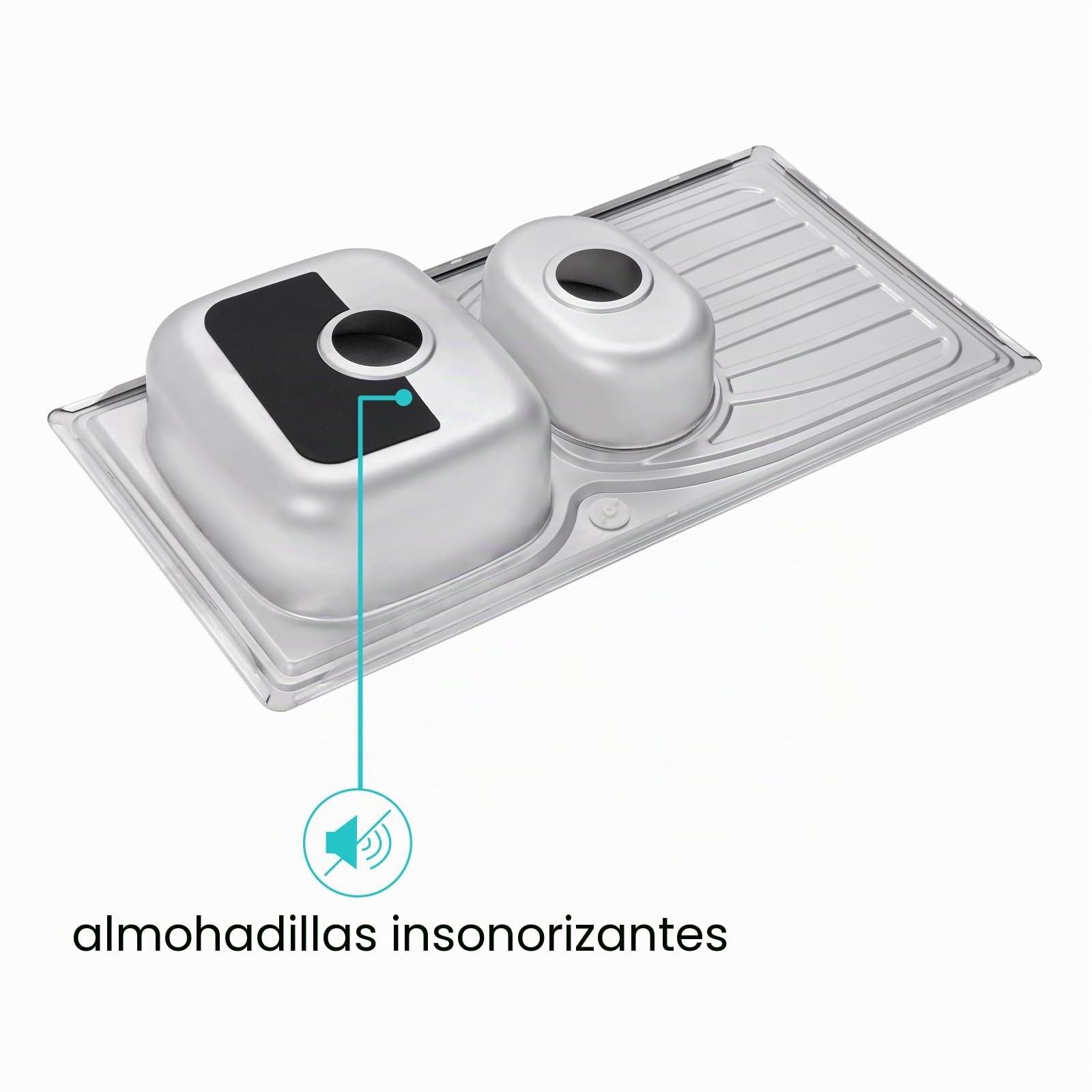 JASSFERRY Fregadero de cocina 1,5 senos, de Acero Inoxidable, escurridor reversible, con colador de residuos