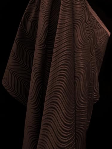 The Yard - Tela de tapicería de terciopelo con remolino marrón