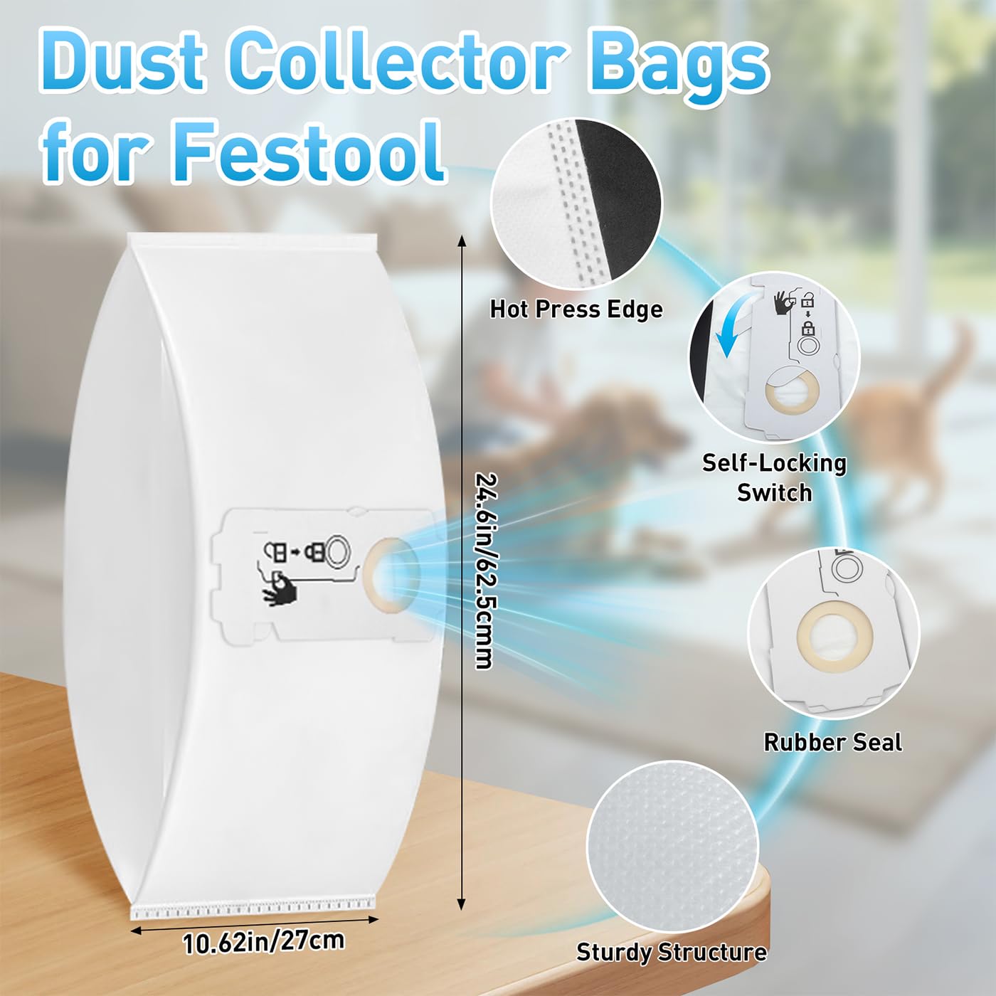 12 Pack Dust Bags for Festool Hoover Bags,Festool Midi Dust Bags,Compatible With Festool Ct Midi I/Ctc Mini/Midi/Ct 15 Dust Extractor Manufactured From 2019 - Image 2
