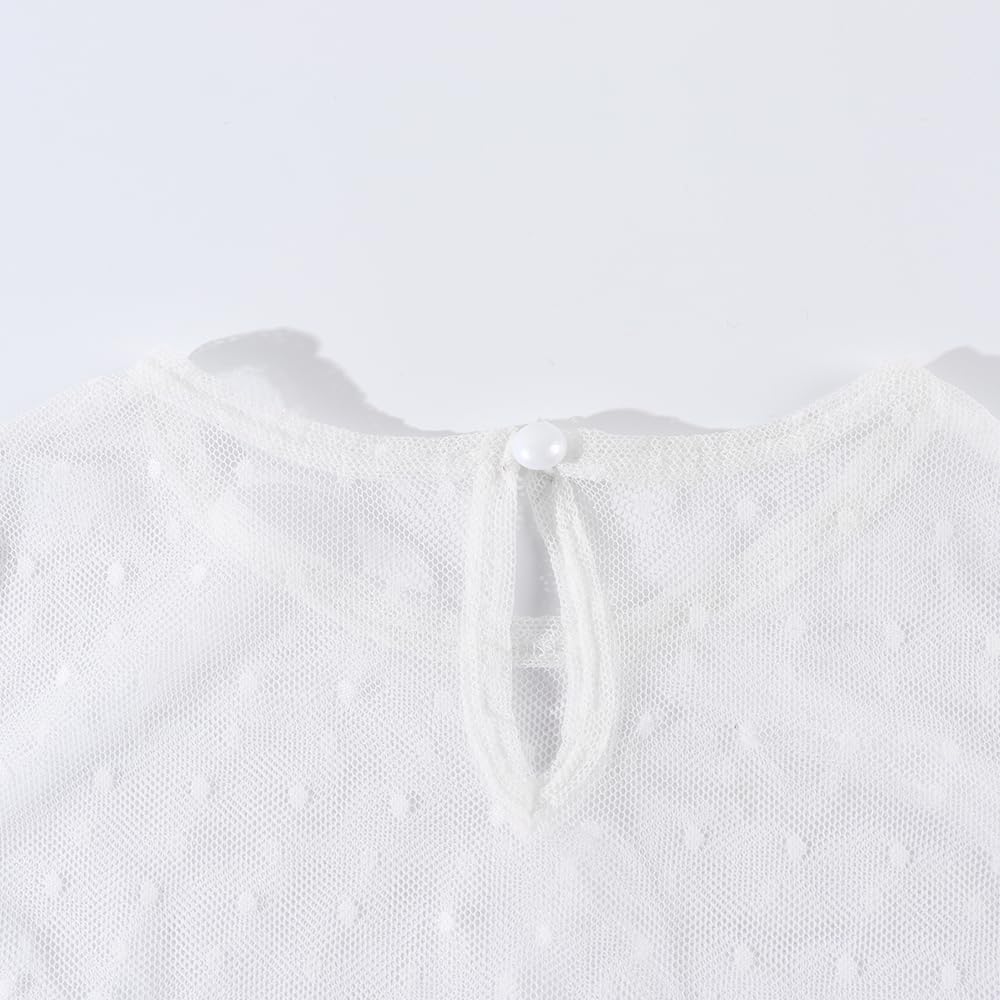 Noomelfish Girls Lace Long Sleeve Layering Tops Sheer Mesh Tee Shirts Blouse (5-12 Years) - Image 5