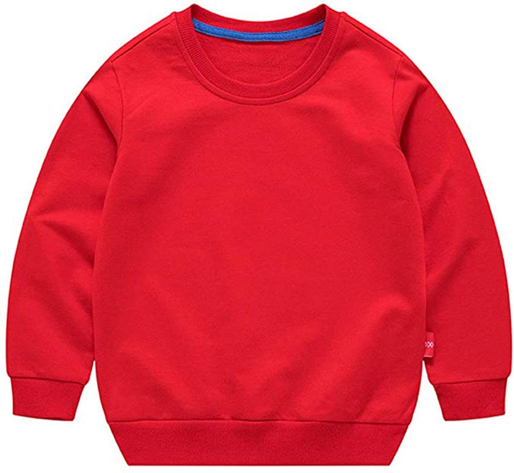 Unisex Kids Solid Cotton Thin Pullover Sweatshirt T-Shirt Toddler Baby Crewneck Long Sleeve Tshirts Tops Blouse
